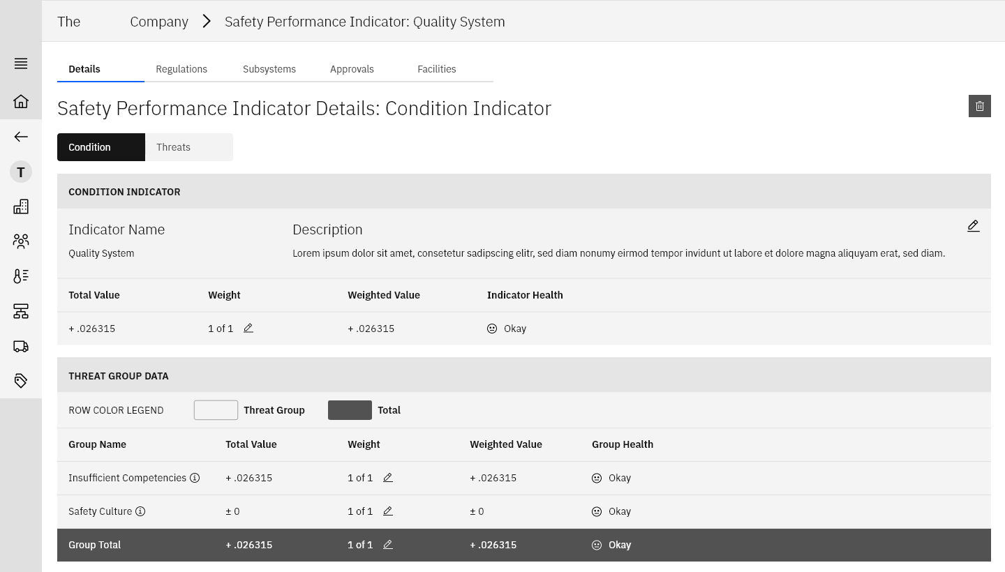 Risk Based Oversight Application Screen