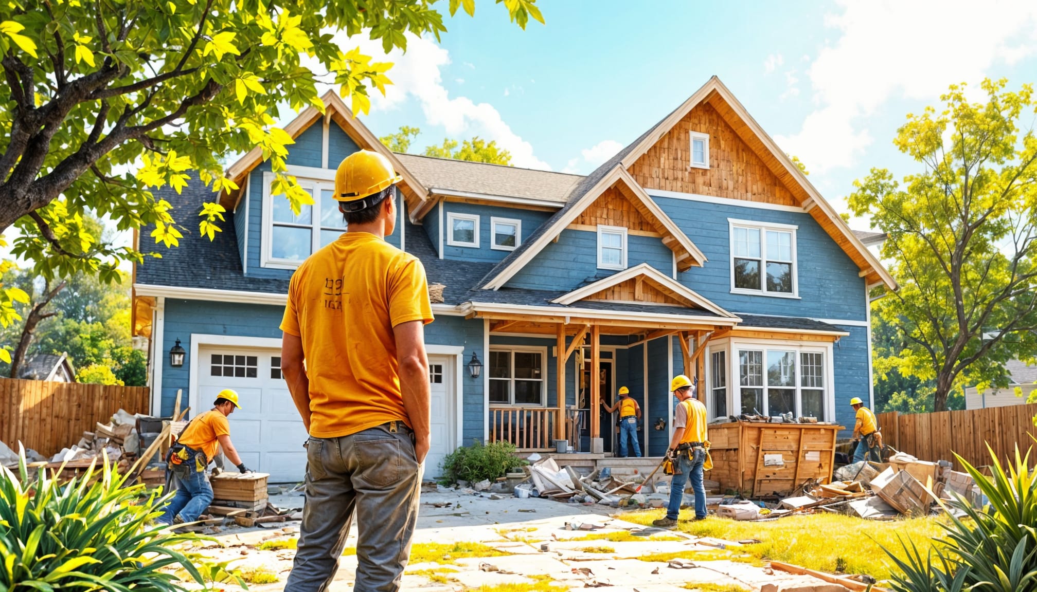 Flood damaged home being actively repaired.