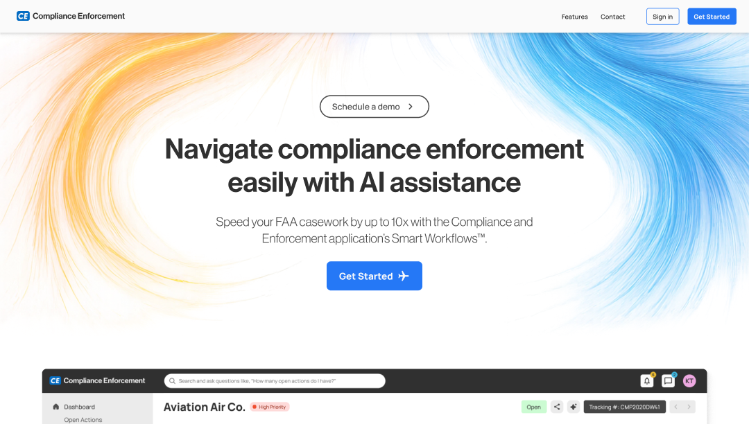 CE landing page that has promo text for the app with a snapshot of the app. (Personal version: not client work)